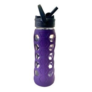Lifefactory Glass Water Bottle with Straw & Silicone Sleeve